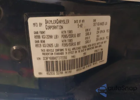 2002 Chrysler Pt Cruiser Limited/Dream Cruiser from USA, damaged, VIN 3C8FY68B02T372356